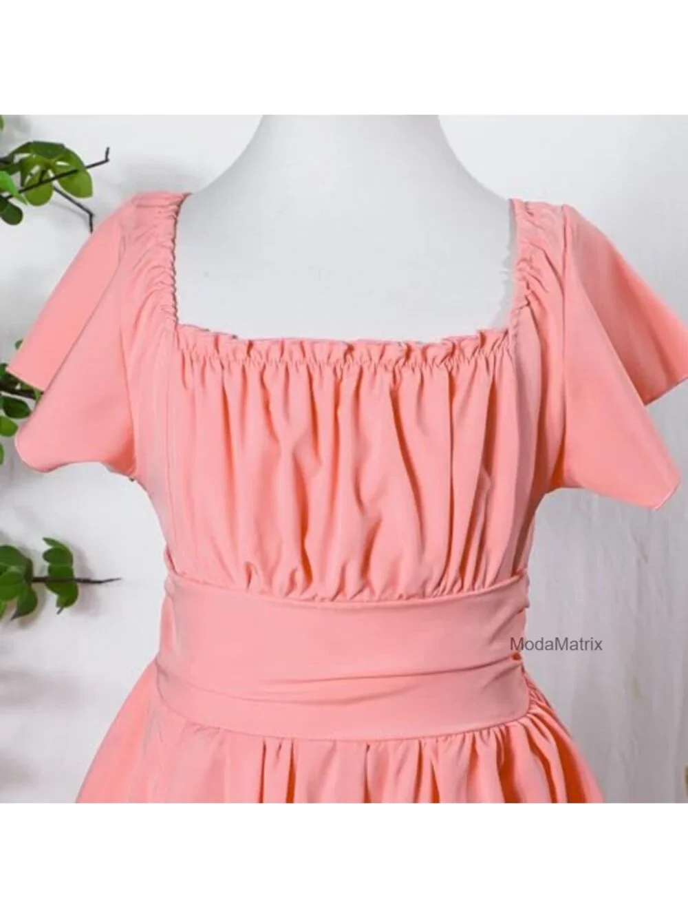 Girls Off Shoulder Square Neck Flutter Sleeve Tie-Back A-Line Summer Casual